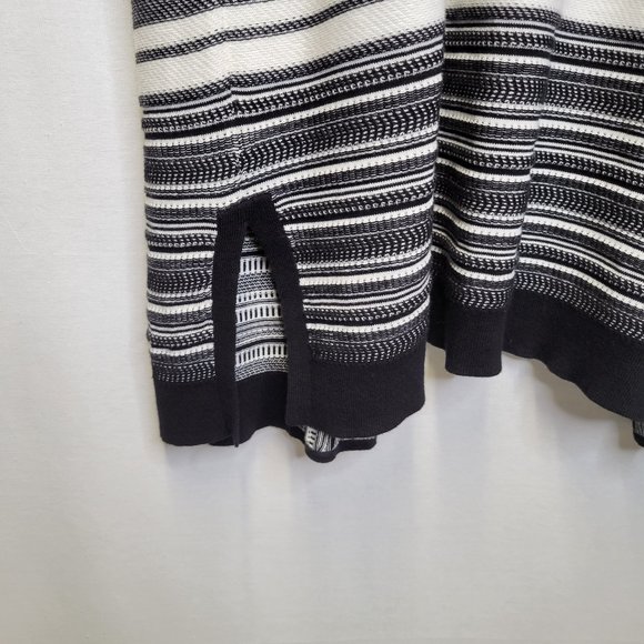 Vince Women's Small Long Cardigan Sweater Black White Knit Short Sleeve - Picture 4 of 7